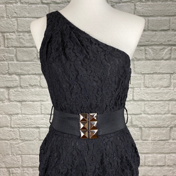 Forever 21 Belted Lace One Shoulder Cocktail Dress - Picture 2 of 6